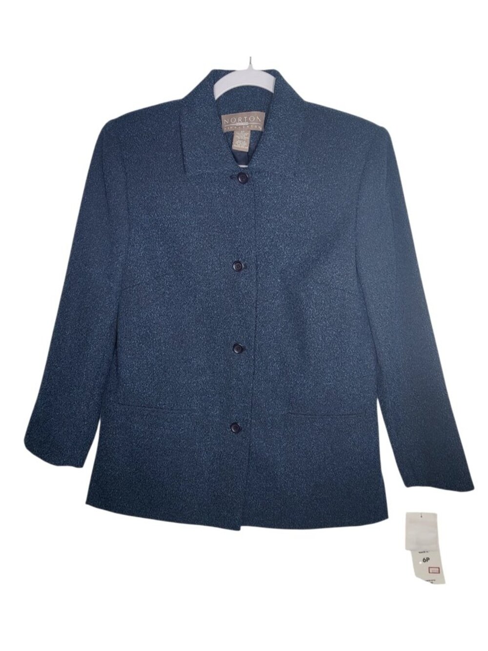 Norton McNaughton Petites Textured Career Jacket Blazer Sz 6P Blue NWT Vintage